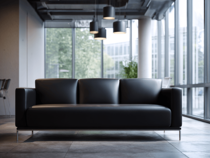 Leren 3-zitsbank 210×88×82 cm – zwart – met metalen poten – moderne minimalistische stijl