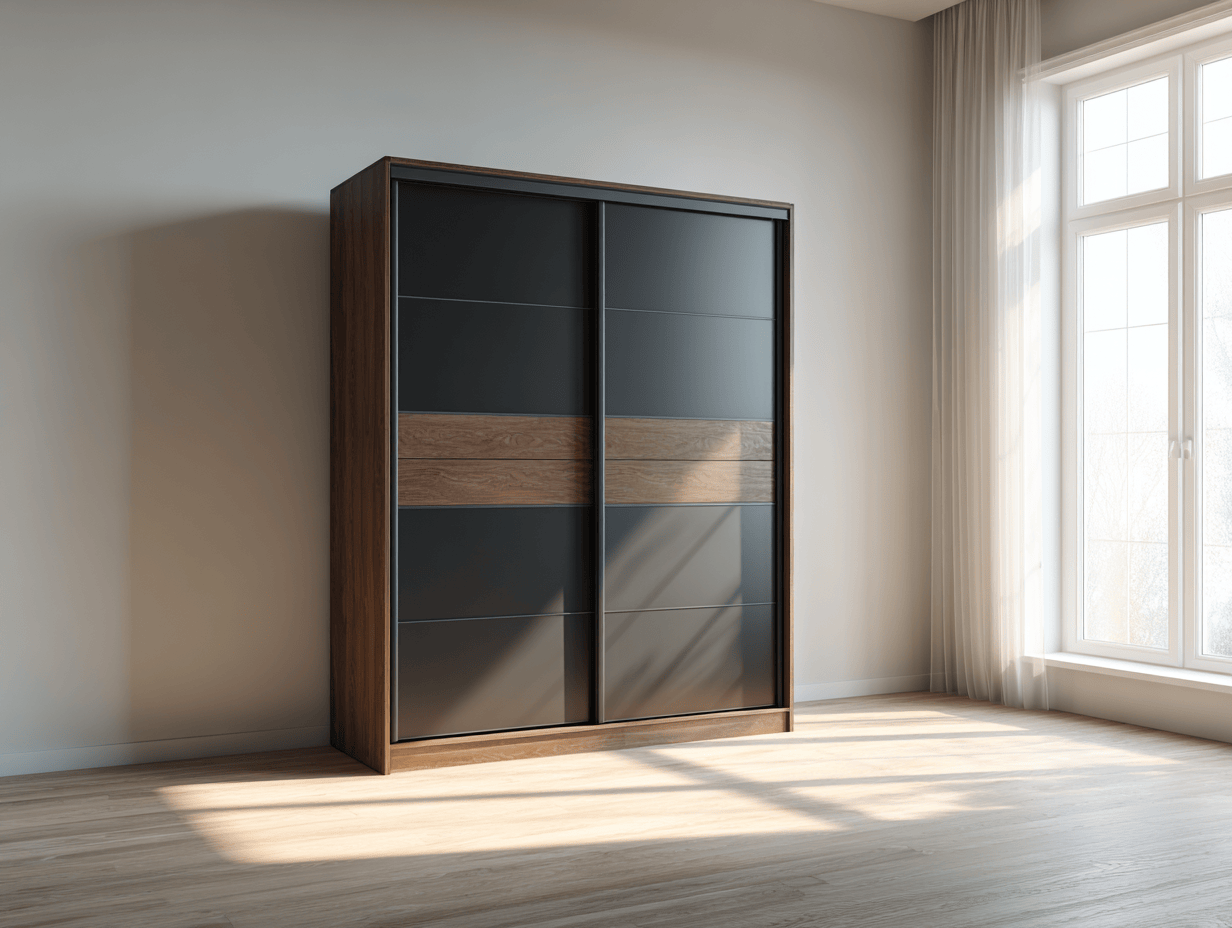 Kledingkast met schuifdeuren 180×210×60 cm – hout/zwart – modern design