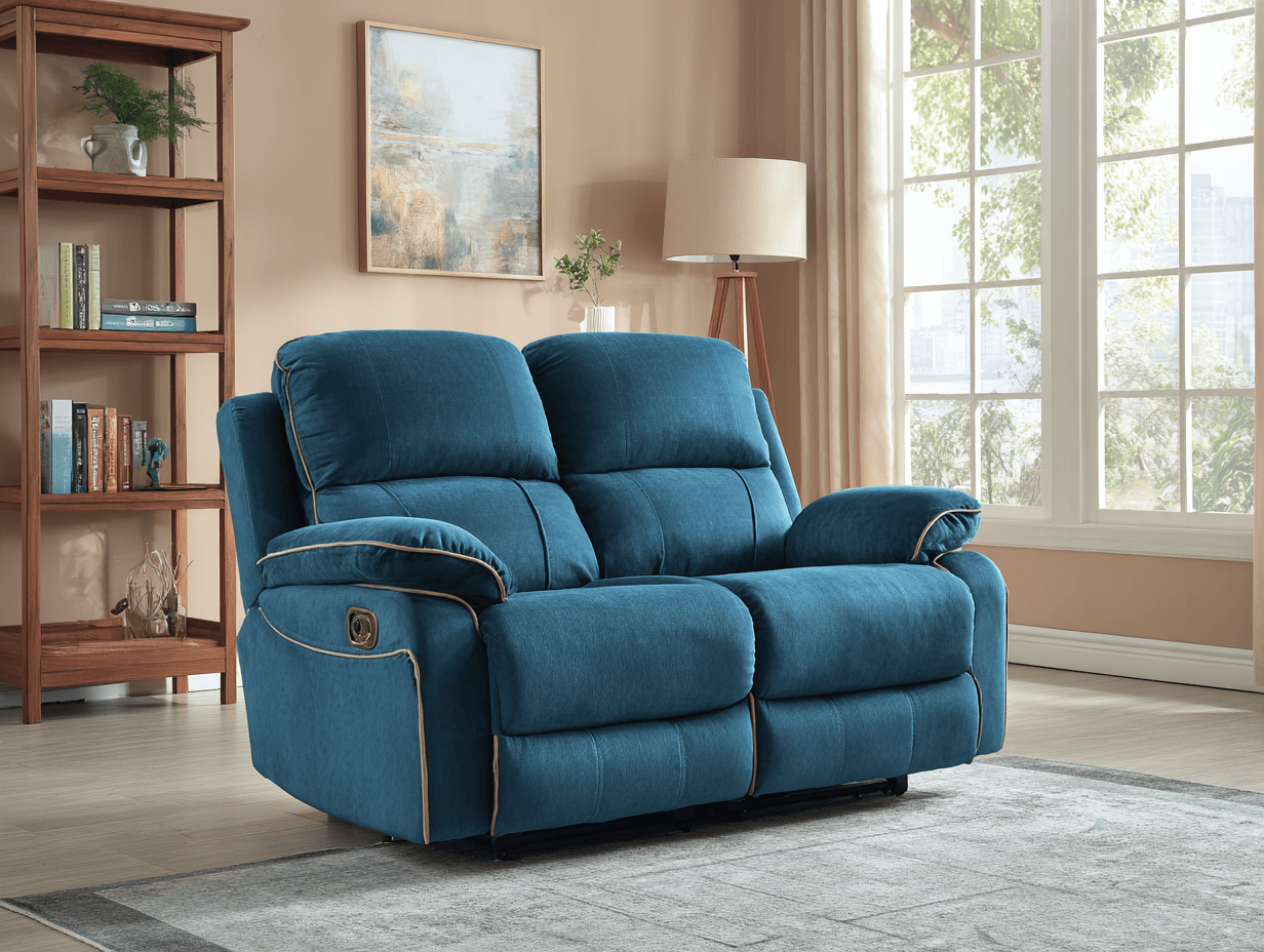 2-zits relaxbank in stof 160×95×100 cm – blauw – modern comfort met verstelbare functie