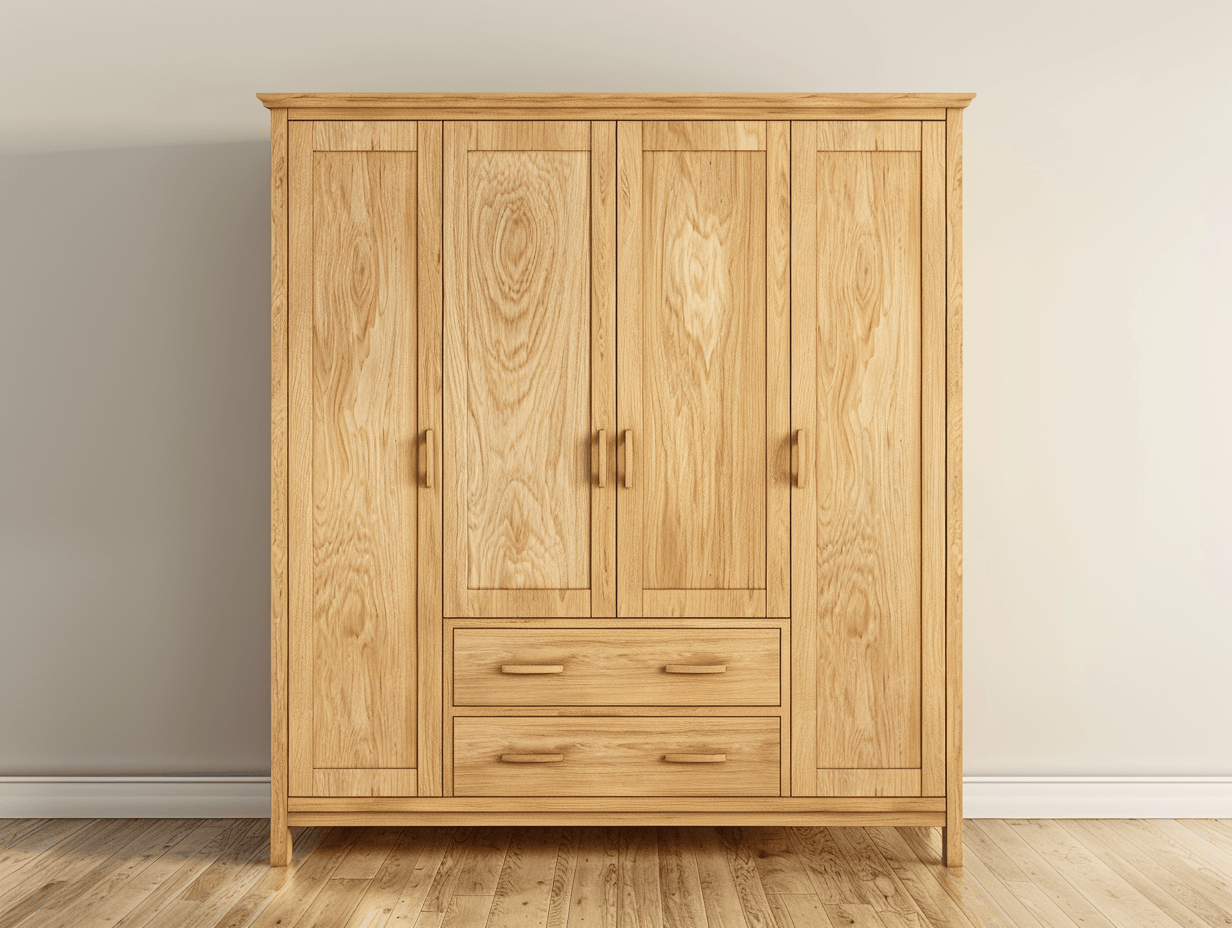 Kledingkast hout 160×60×200 cm – naturel – met deuren en lades