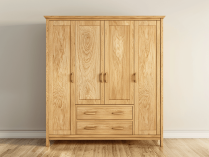 Kledingkast hout 160×60×200 cm – naturel – met deuren en lades