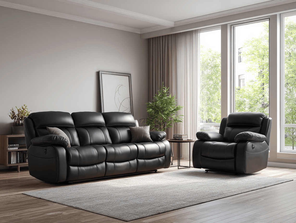 3-zitsbank en fauteuil set echt leer 3-zits 215×95×90 cm + fauteuil 110×95×90 cm – zwart – met relaxfunctie