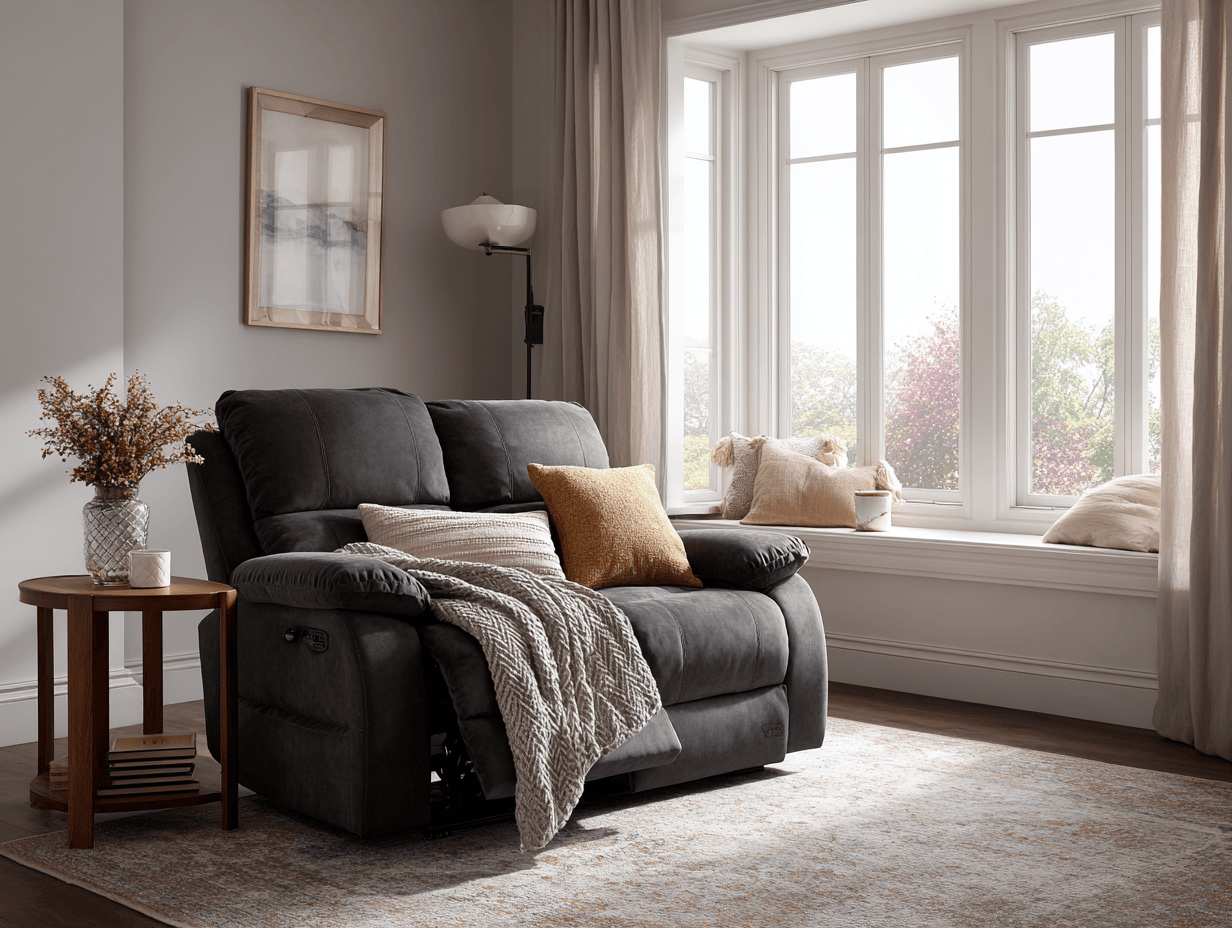 Tweepersoonsbank - Stof 150×95×100 cm – donkergrijs – met relaxfunctie