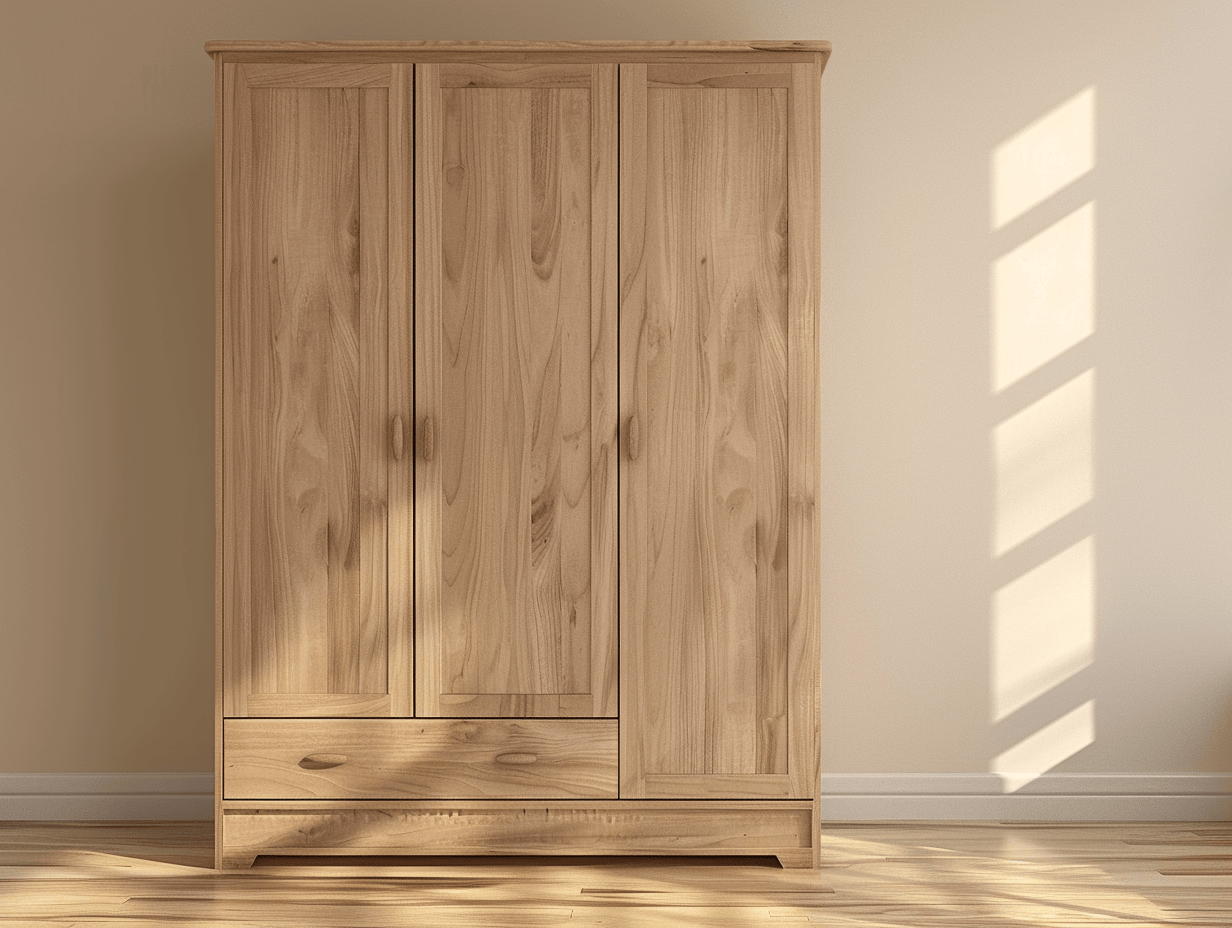 Kledingkast hout 180×60×200 cm – lichtbruin – met opbergruimte