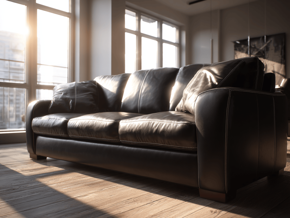 Leren 3-zitsbank 220×95×88 cm – zwart – met brede armleuningen – moderne stijl