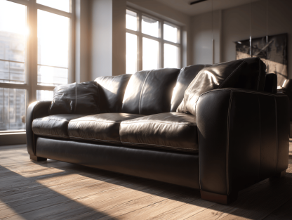 Leren 3-zitsbank 220×95×88 cm – zwart – met brede armleuningen – moderne stijl