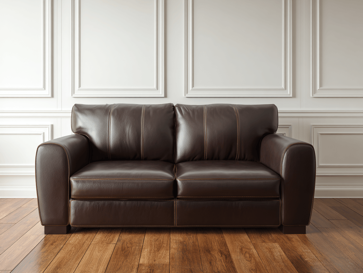 Leren 2-zitsbank 160×90×95 cm – donkerbruin – met brede armleuningen