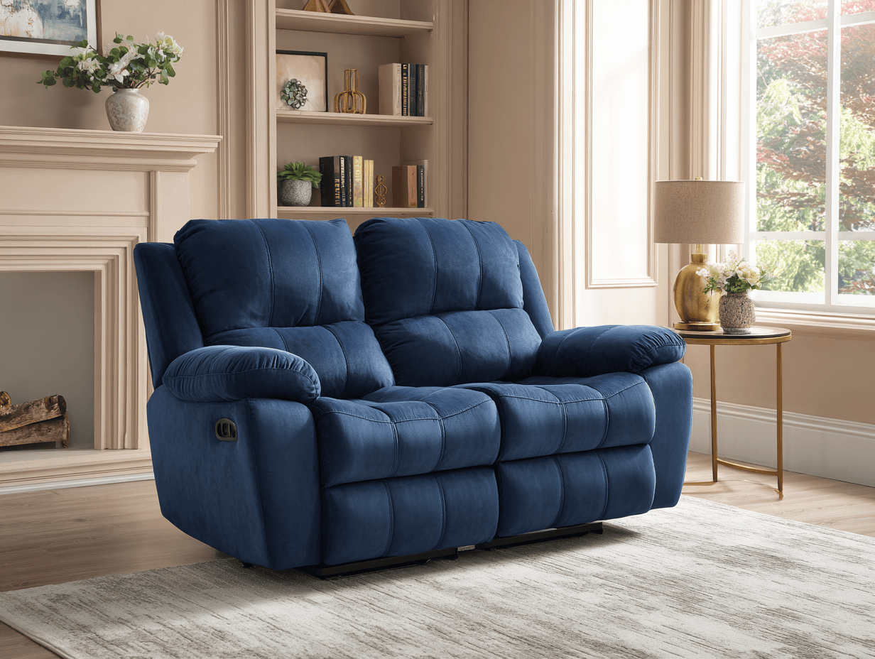 Tweepersoons relaxbank stof 160×95×100 cm – blauw – moderne stijl met verstelbare functies