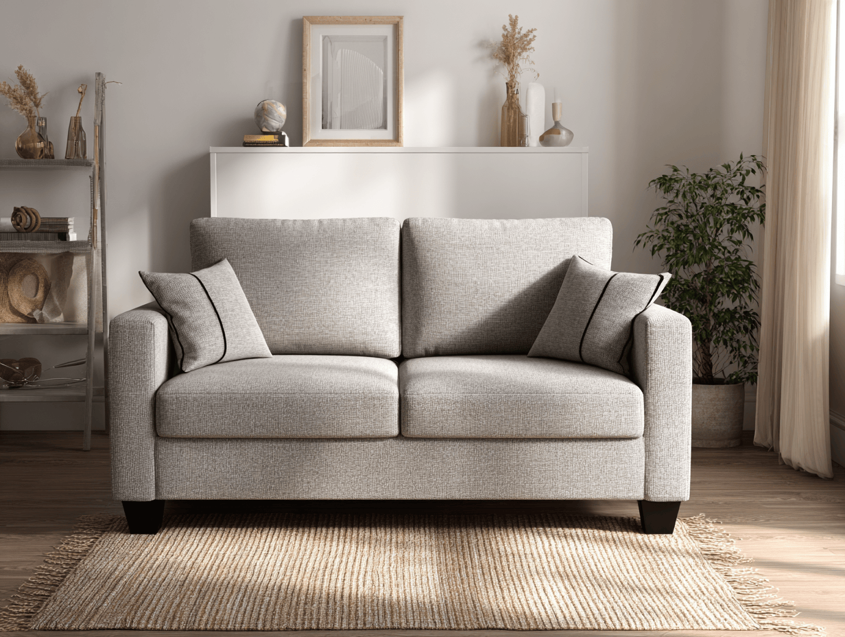 Tweepersoonsbank 164×90×86 cm – lichtgrijs stof – modern tijdloos design