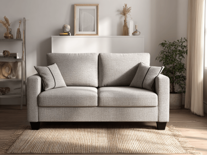 Tweepersoonsbank 164×90×86 cm – lichtgrijs stof – modern tijdloos design