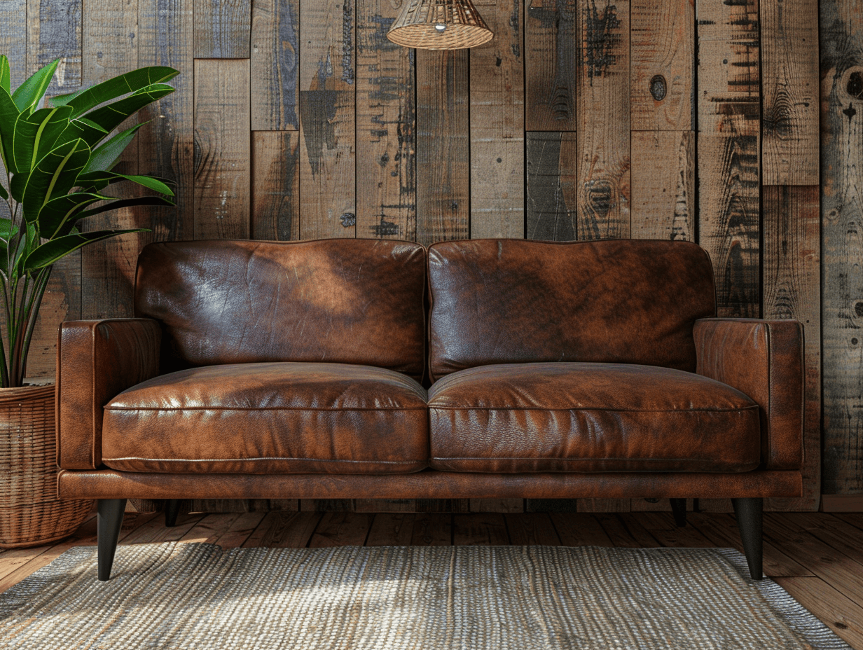 2-zitsbank echt leer 170×92×82 cm – bruin – vintage stijl met zwarte poten