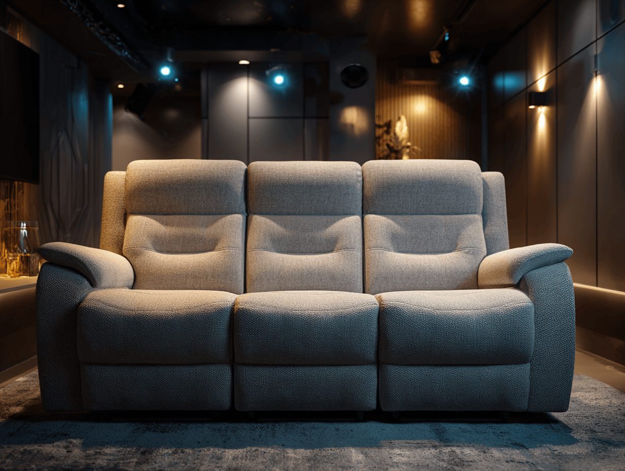 3-zitsbank stof 225×100×105 cm – grijs – moderne stijl met relaxfunctie