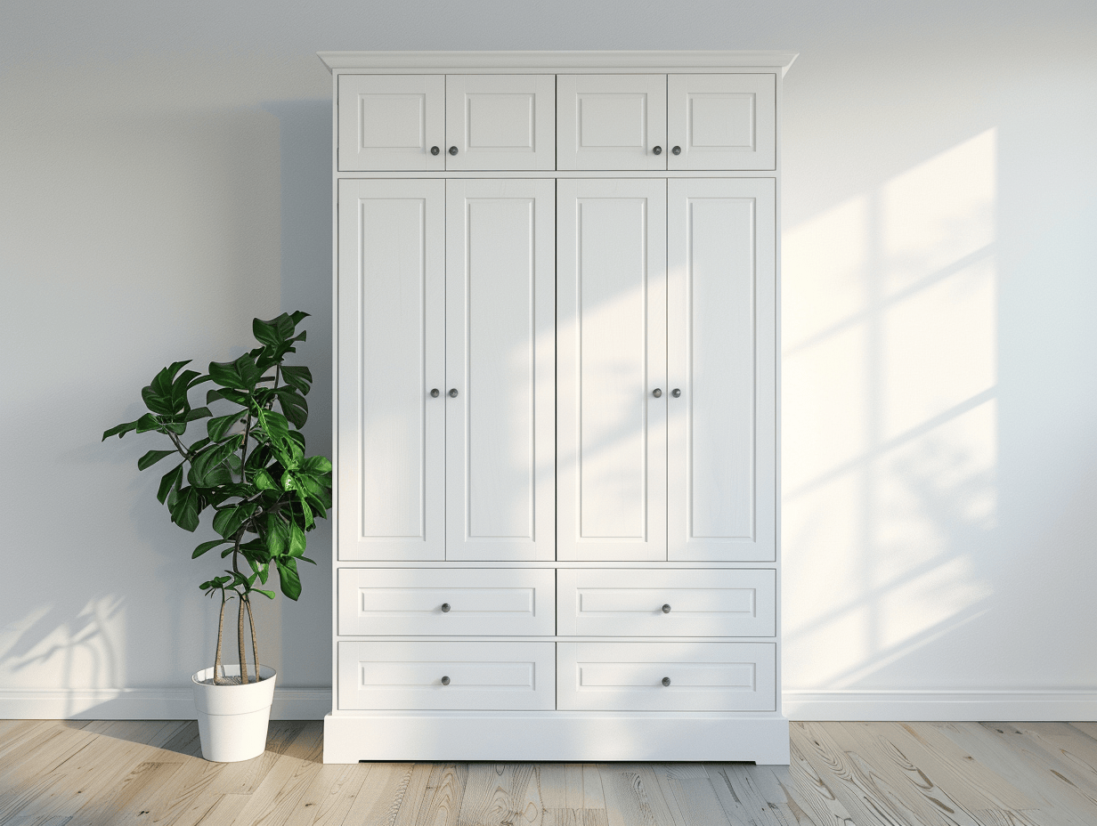 Kledingkast hout 200×65×220 cm – wit – met meerdere deuren en lades