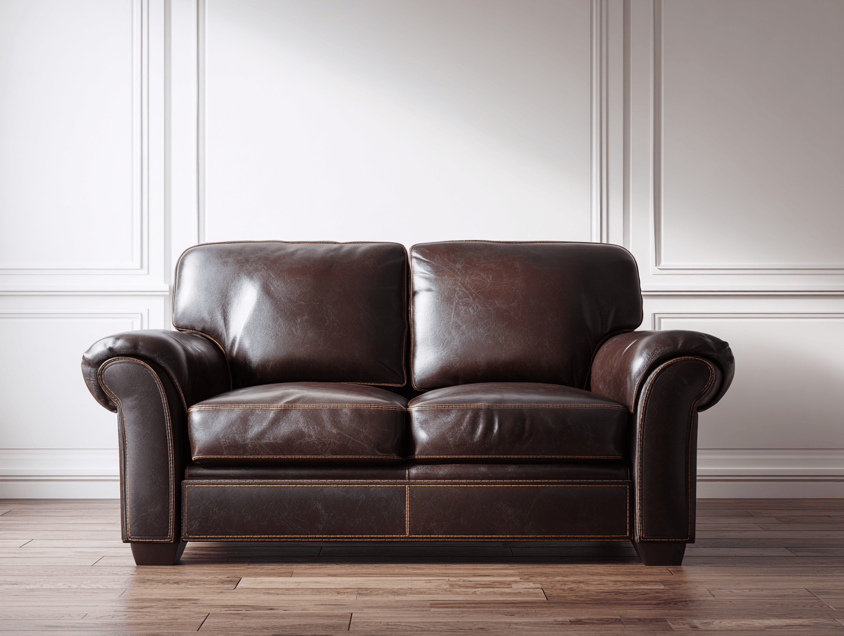 Leren 2-zitsbank 150×90×95 cm – donkerbruin – met klassieke armleuningen