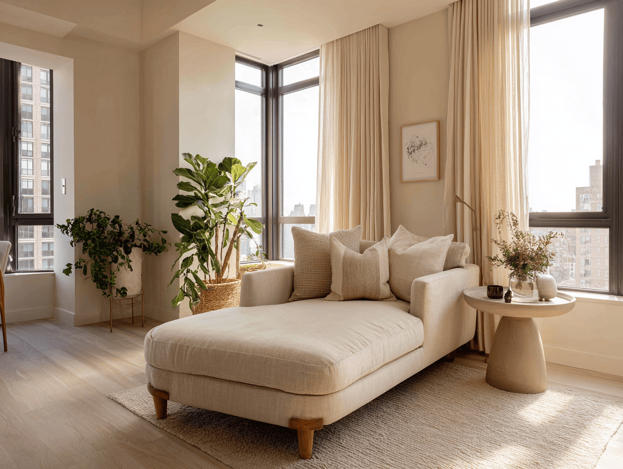 Chaise longue bankstel stof 180×90×85 cm – beige – modern design met houten poten