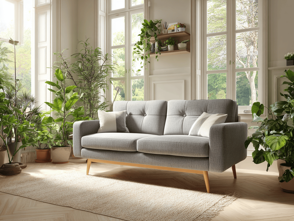 Driezitsbank stof 210×95×85 cm – grijs – Scandinavische stijl