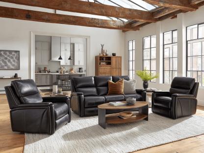 3-zitsbank en 2 fauteuils set echt leer 3-zits 210×95×90 cm + fauteuils 105×95×90 cm – zwart – met relaxfunctie