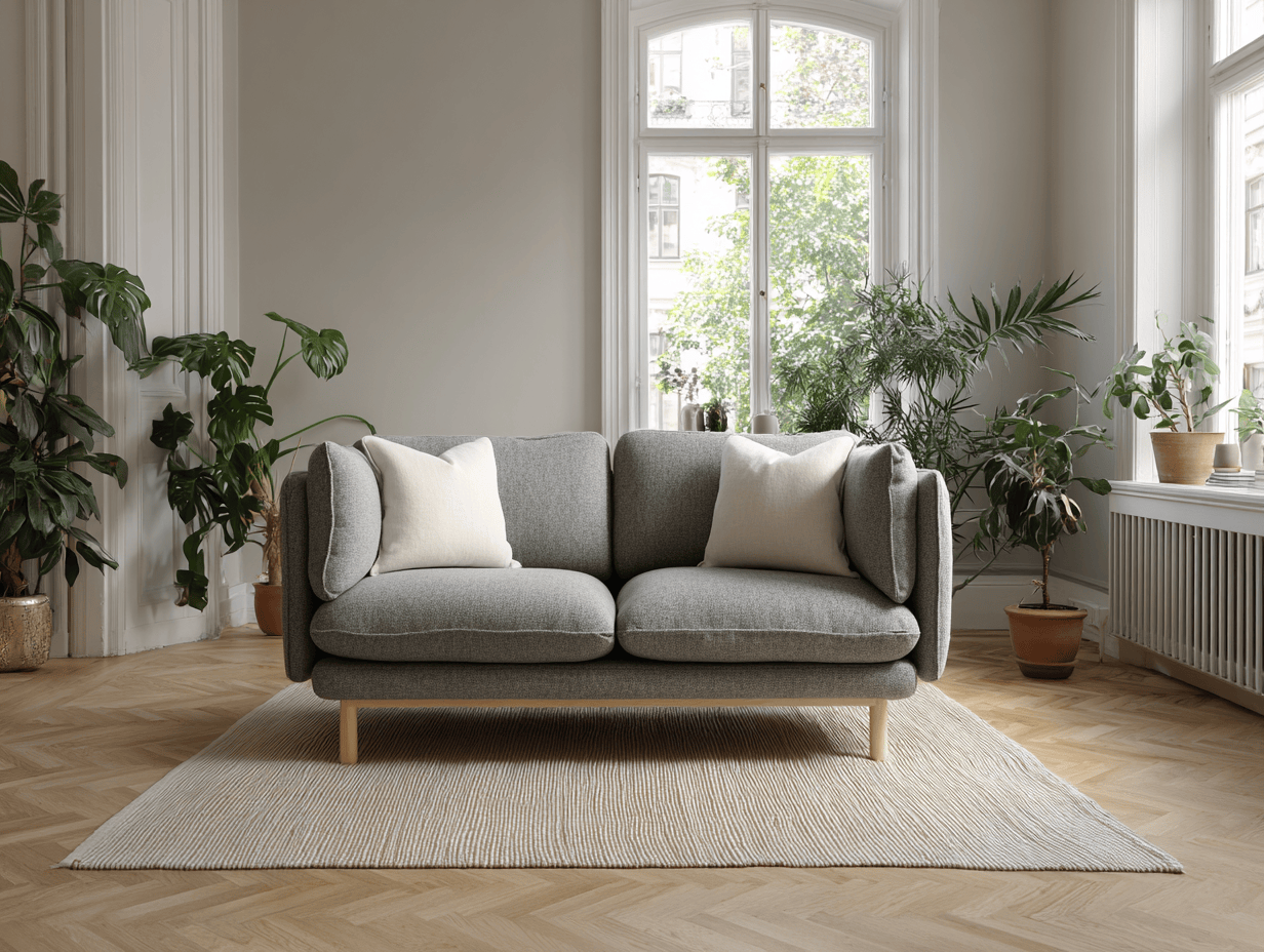 Tweepersoonsbank - Stof 160×90×85 cm – lichtgrijs – Scandinavisch design