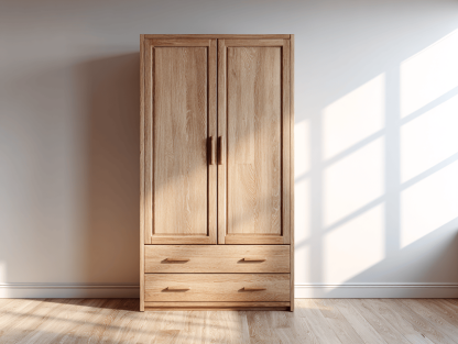 Kledingkast hout 100×55×200 cm – licht eiken – met twee deuren en twee laden