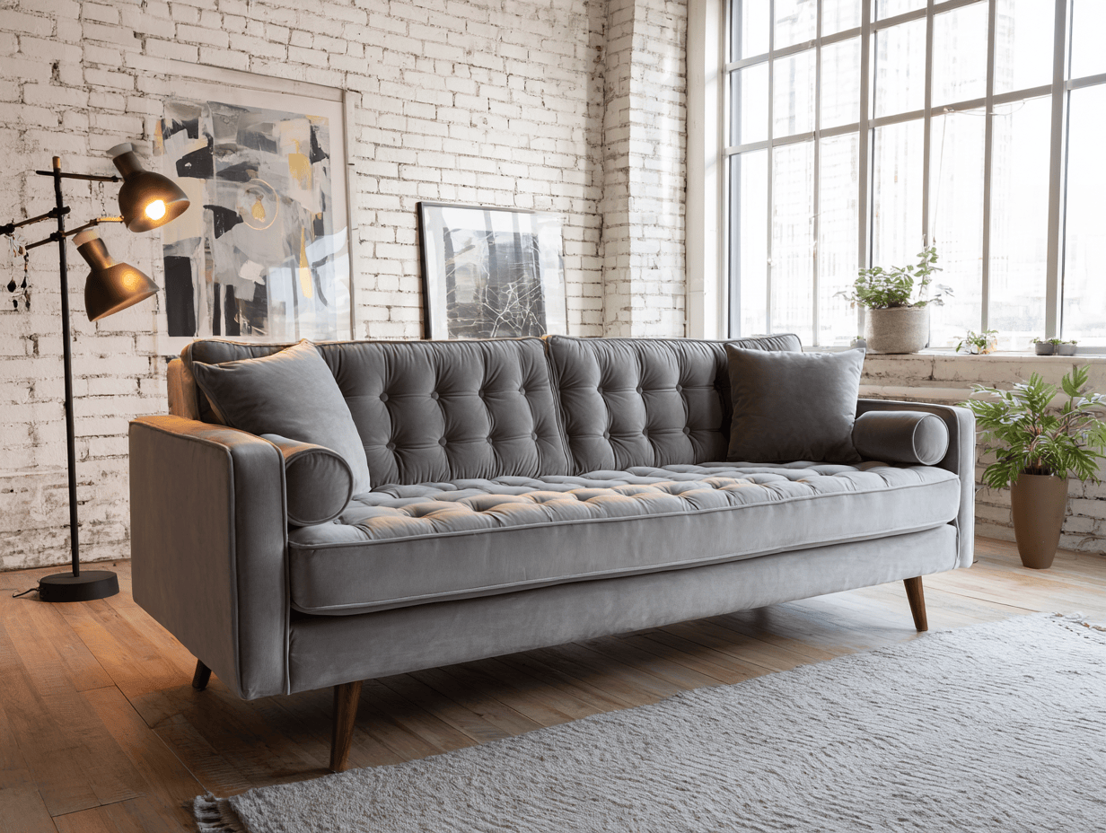 3-zitsbank fluweel 210×90×85 cm – grijs – modern design