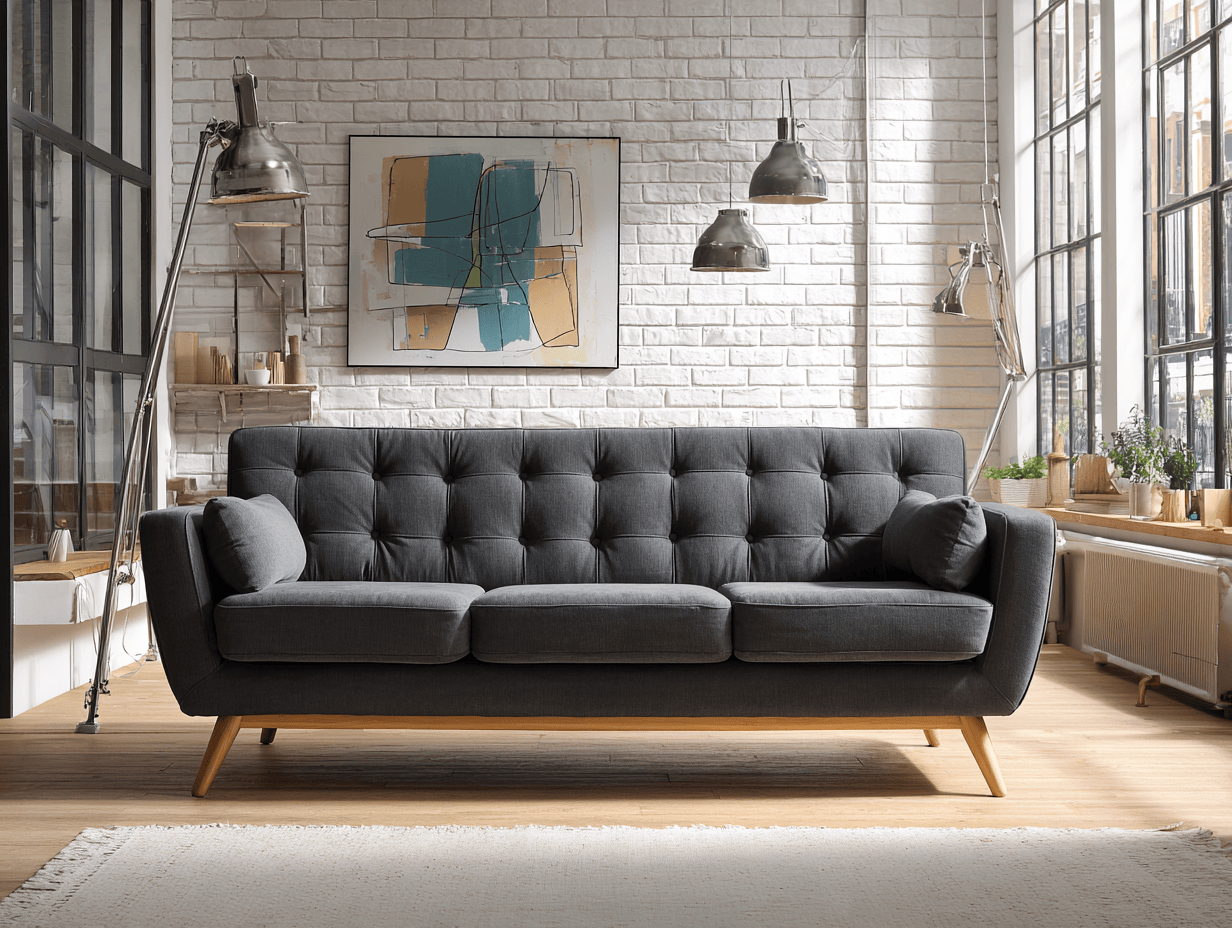 3-zitsbank stof 210×90×85 cm – donkergrijs – modern design