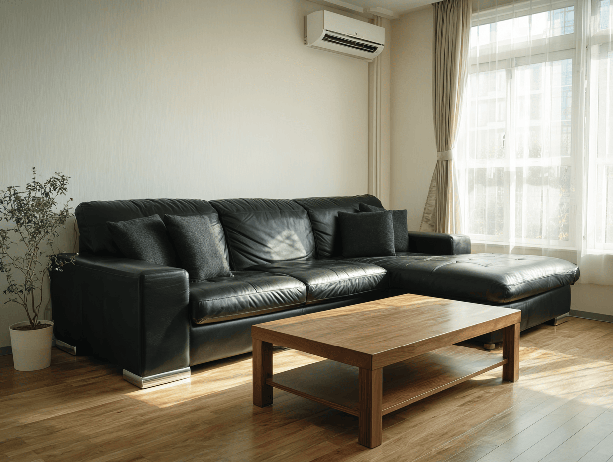 Hoekbank echt leer 280×200×85 cm – zwart – met chaise longue en 4 sierkussens en 3 rugkussens