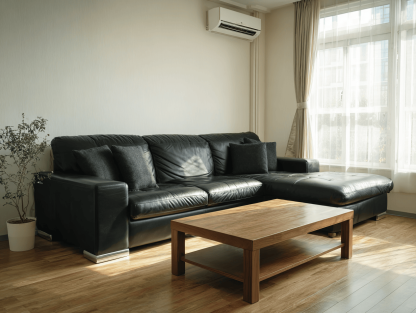 Hoekbank echt leer 280×200×85 cm – zwart – met chaise longue en 4 sierkussens en 3 rugkussens