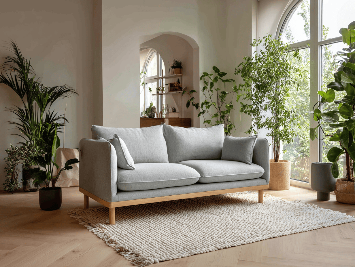 Tweepersoonsbank stof 180×90×80 cm – lichtgrijs – Scandinavische stijl