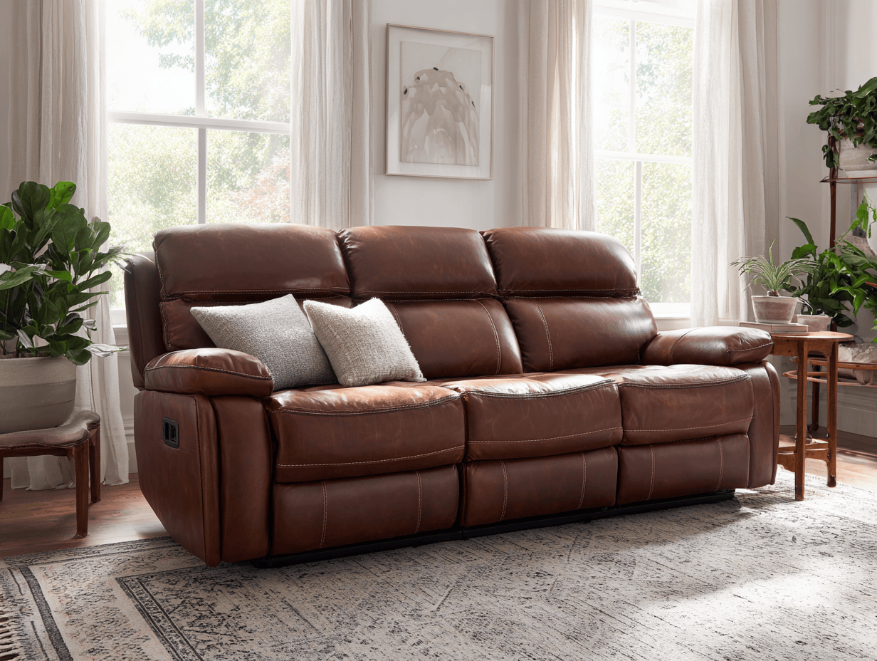 Leren 3-zitsbank 210×95×100 cm – bruin – met elektrische relaxfunctie en 2 sierkussens