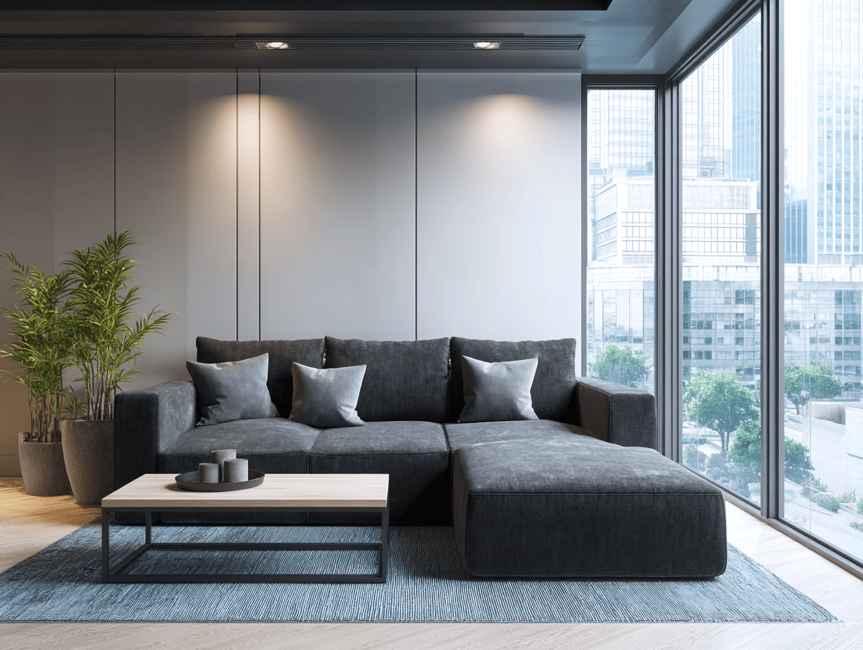 Hoekbank stof 280×190×85 cm – donkergrijs – modern design met chaise longue en kussens