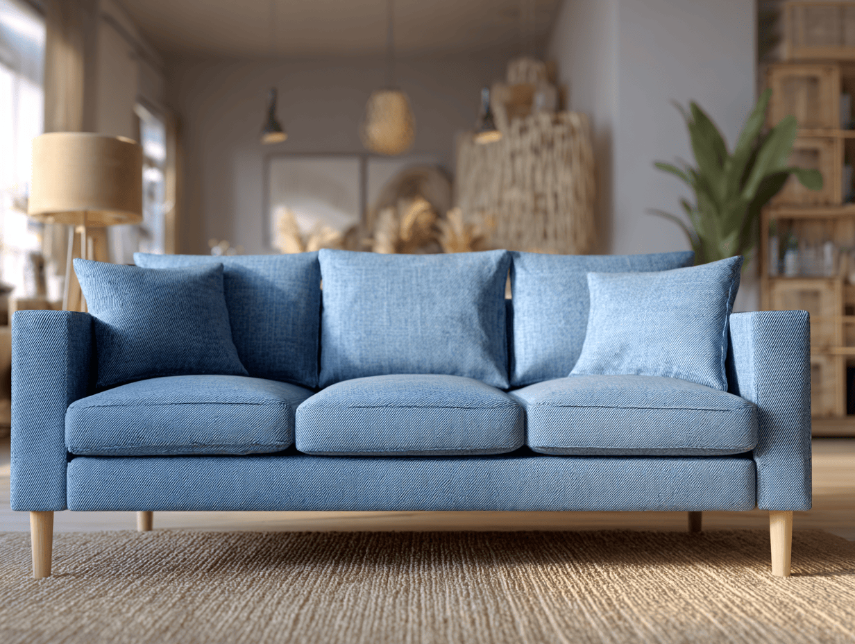 3-zitsbank in stof 210×90×85 cm – blauw – modern design – met kussens