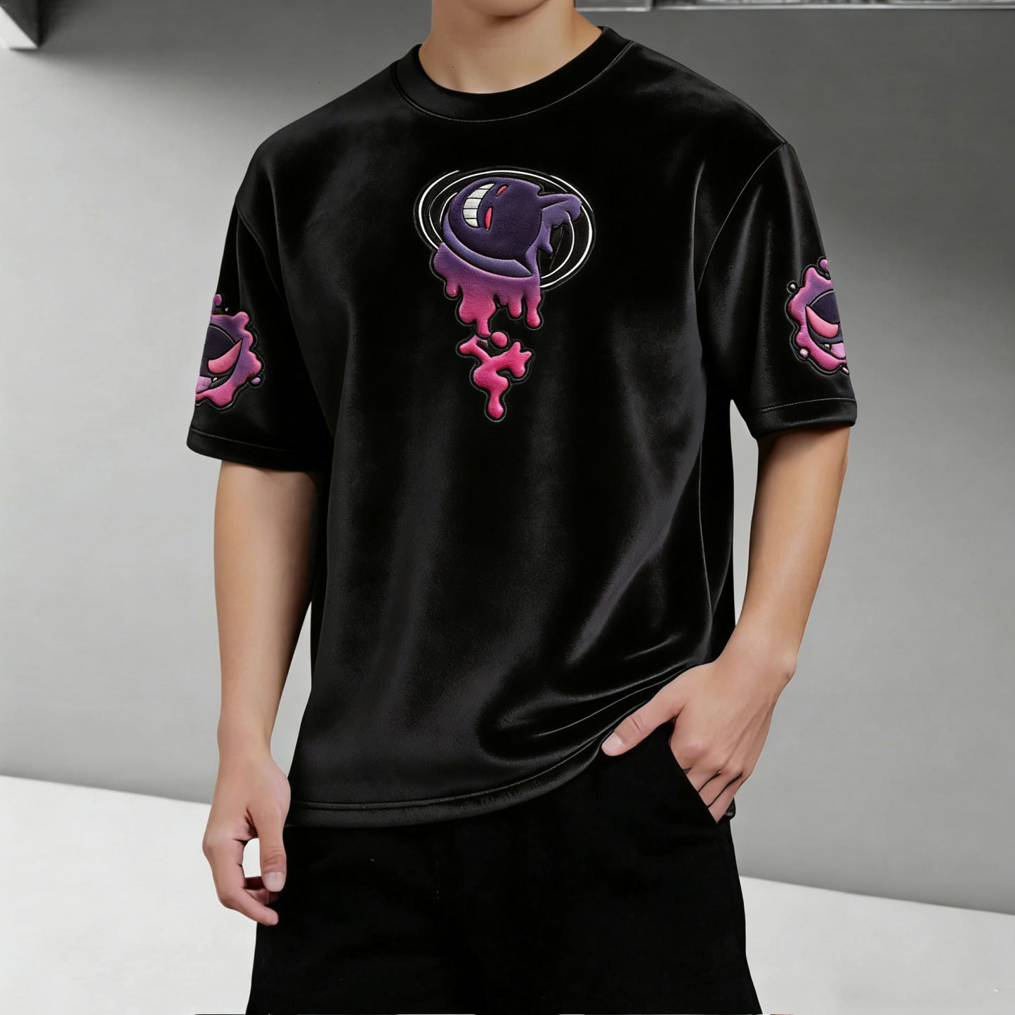 Pokémon Color-blocked Unisex Fleece Oversized T-shirt