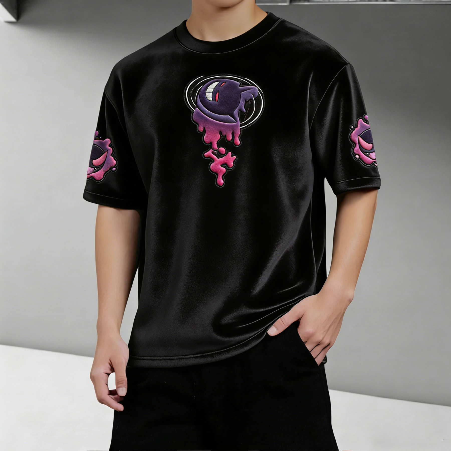 Pokémon Color-blocked Unisex Fleece Oversized T-shirt