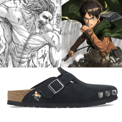 Attack on Titan Anime Unisex Boston Soft Footbed Suede Leather