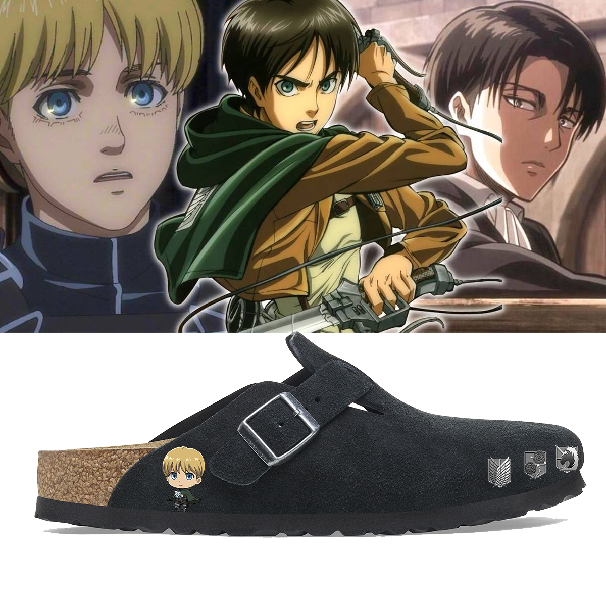 Attack on Titan Anime Unisex Boston Soft Footbed Suede Leather