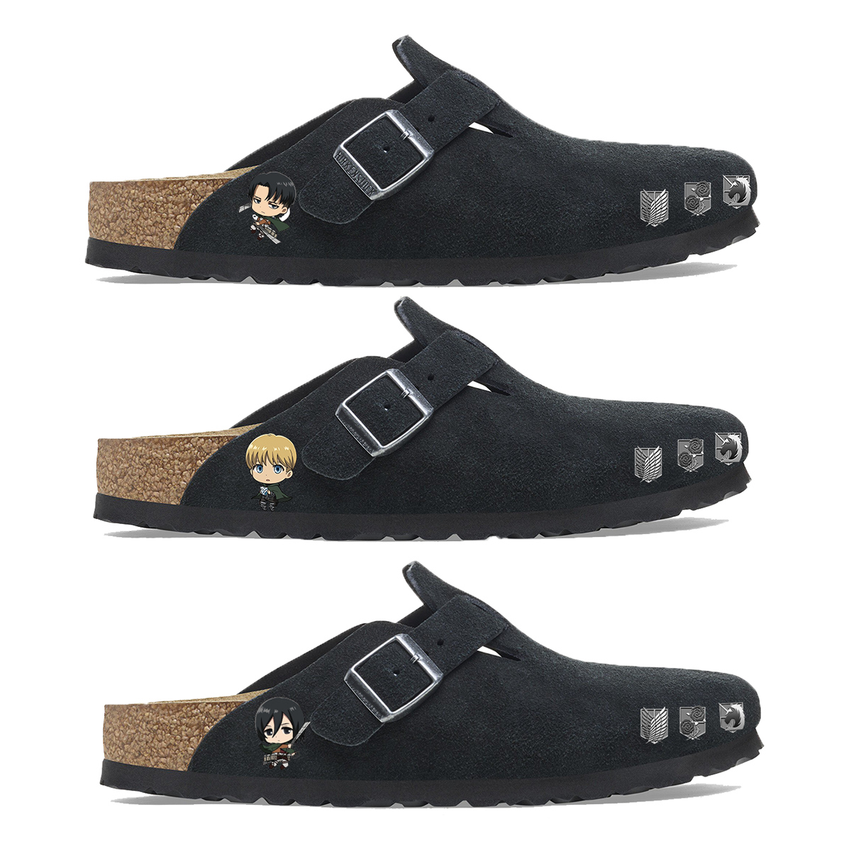 Attack on Titan Anime Unisex Boston Soft Footbed Suede Leather