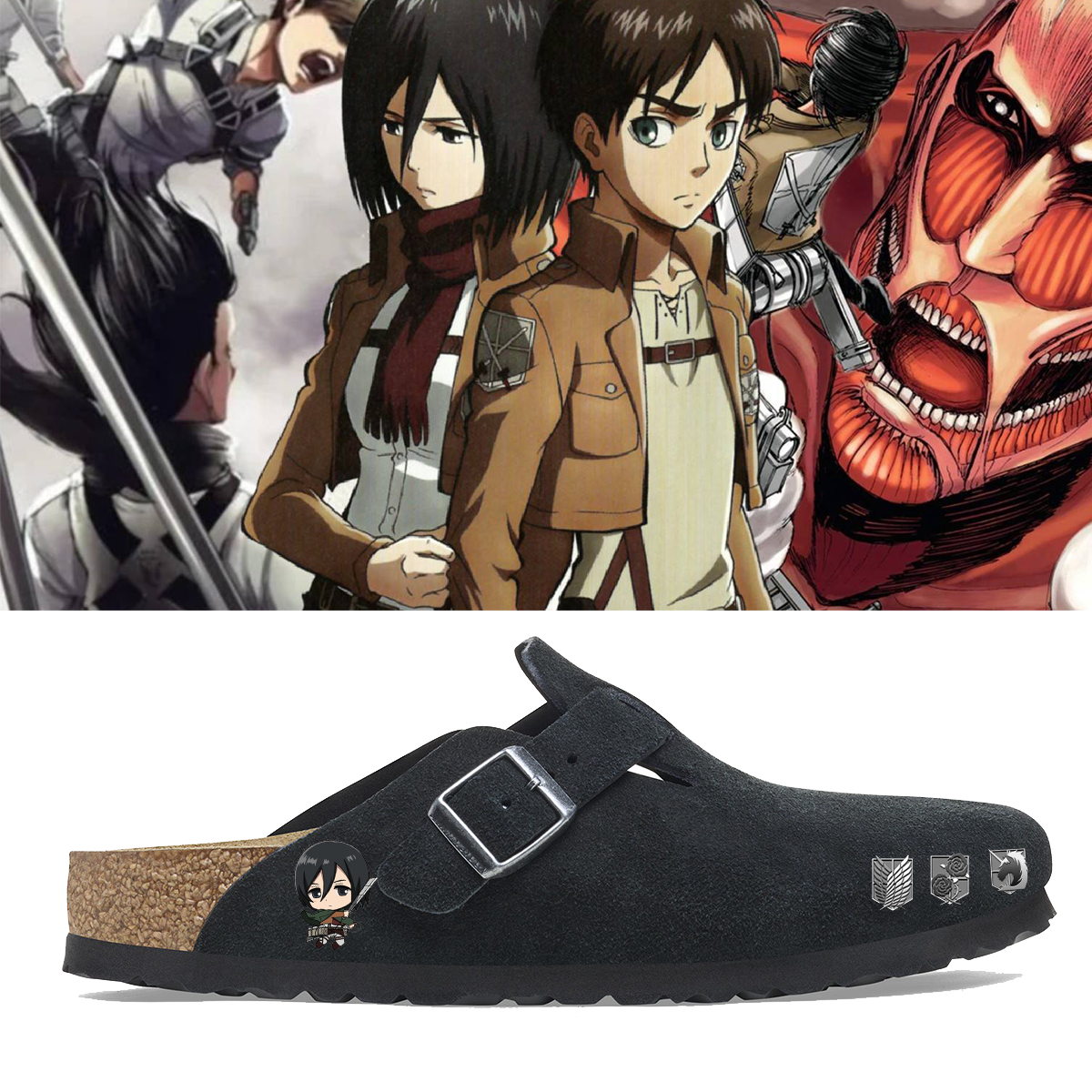 Attack on Titan Anime Unisex Boston Soft Footbed Suede Leather