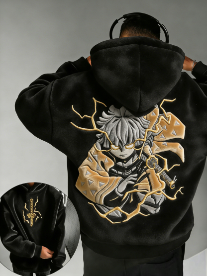 Demon Slayer: Kimetsu no Yaiba: Agatsuma Zenitsu Color-blocked Plush Hoodie