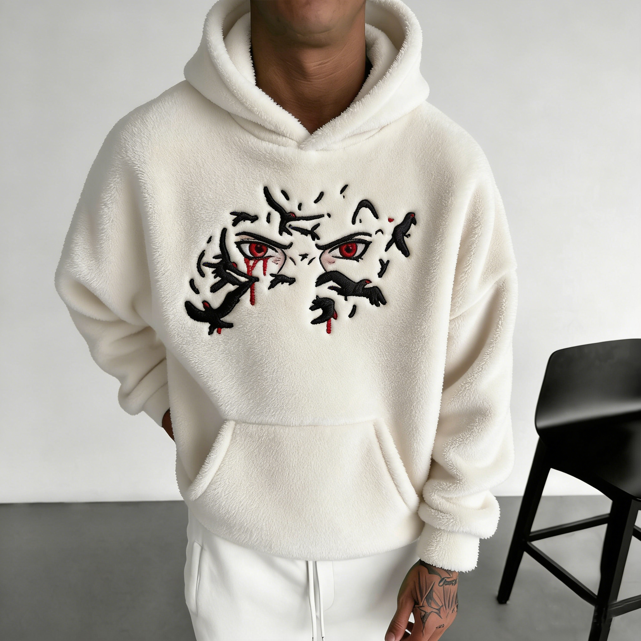 Unisex Naruto Color-blocked Plush Hoodie