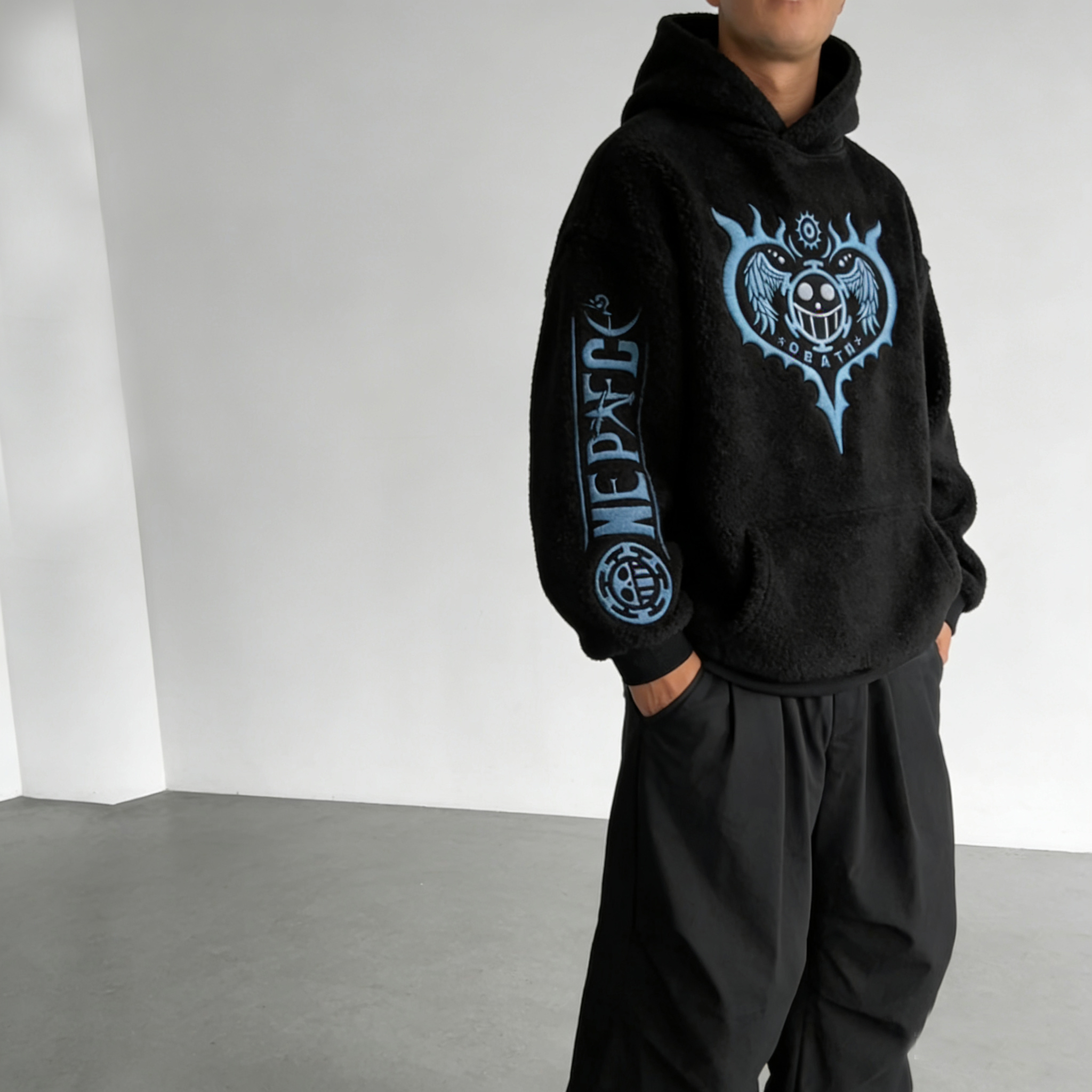 Men's Demon Slayer: Kimetsu no Yaiba Tanjiro Kamado Color-blocked Plush Hoodie