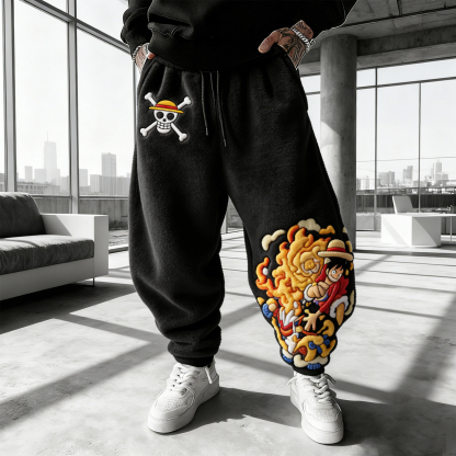 ONE PIECE LUFFY Color-blocked Plush Hoodie