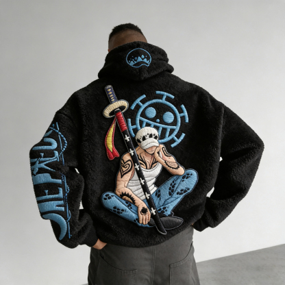 Men's Demon Slayer: Kimetsu no Yaiba Tanjiro Kamado Color-blocked Plush Hoodie