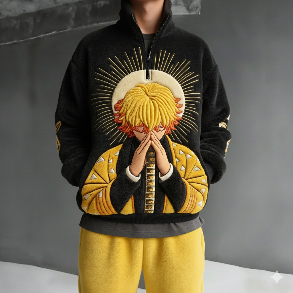 Demon Slayer Color-blocked Plush Hoodie