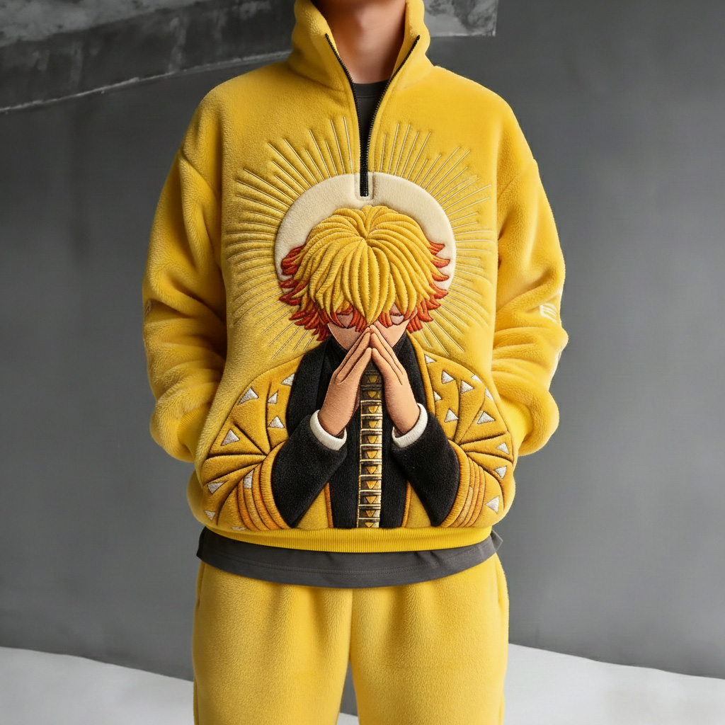 Demon Slayer Color-blocked Plush Hoodie