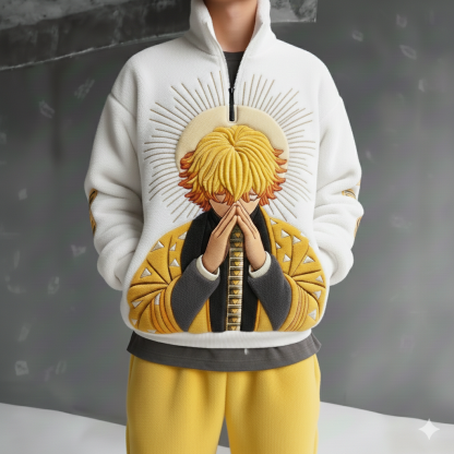 Demon Slayer Color-blocked Plush Hoodie