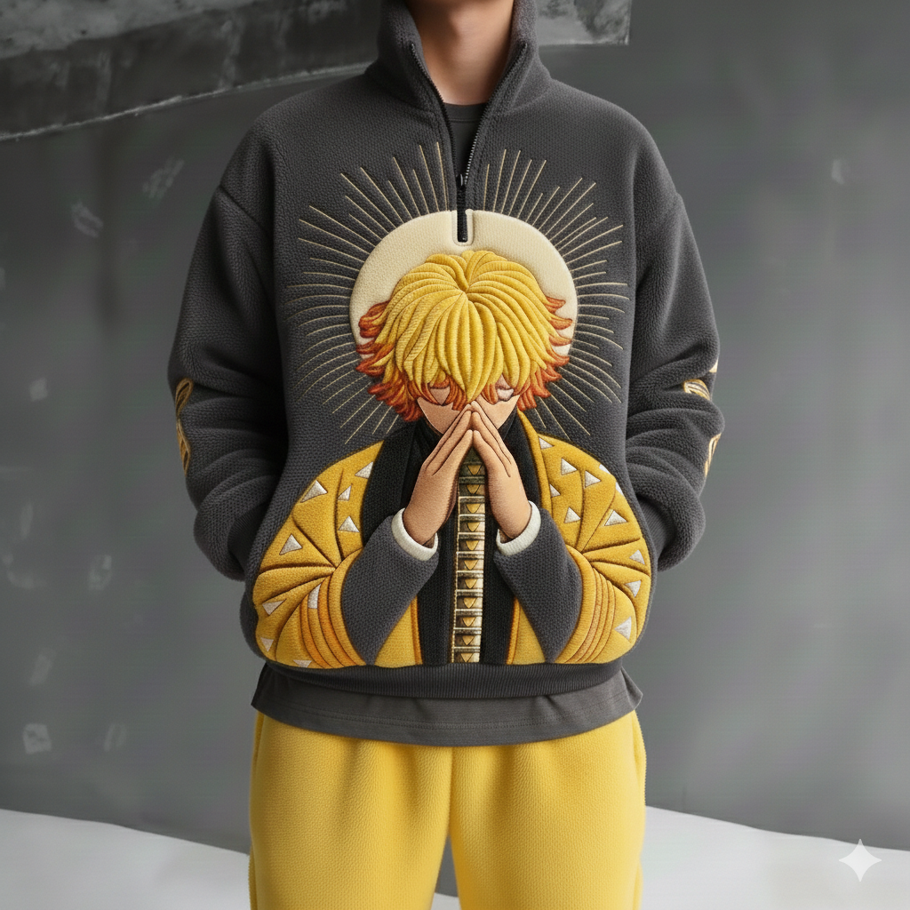 Demon Slayer Color-blocked Plush Hoodie