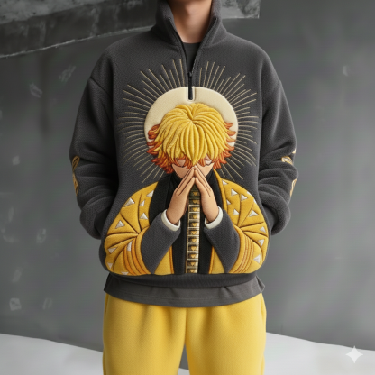 Demon Slayer Color-blocked Plush Hoodie