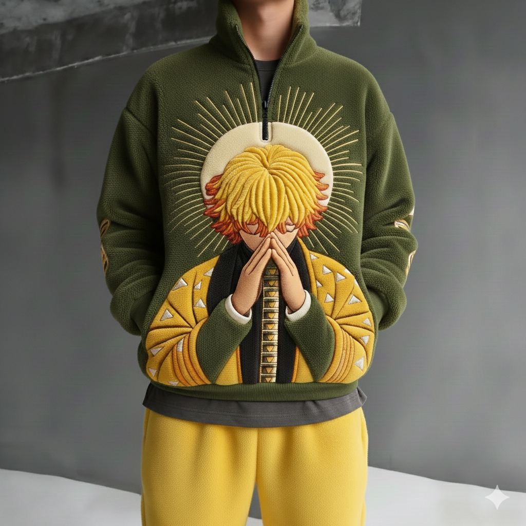 Demon Slayer Color-blocked Plush Hoodie