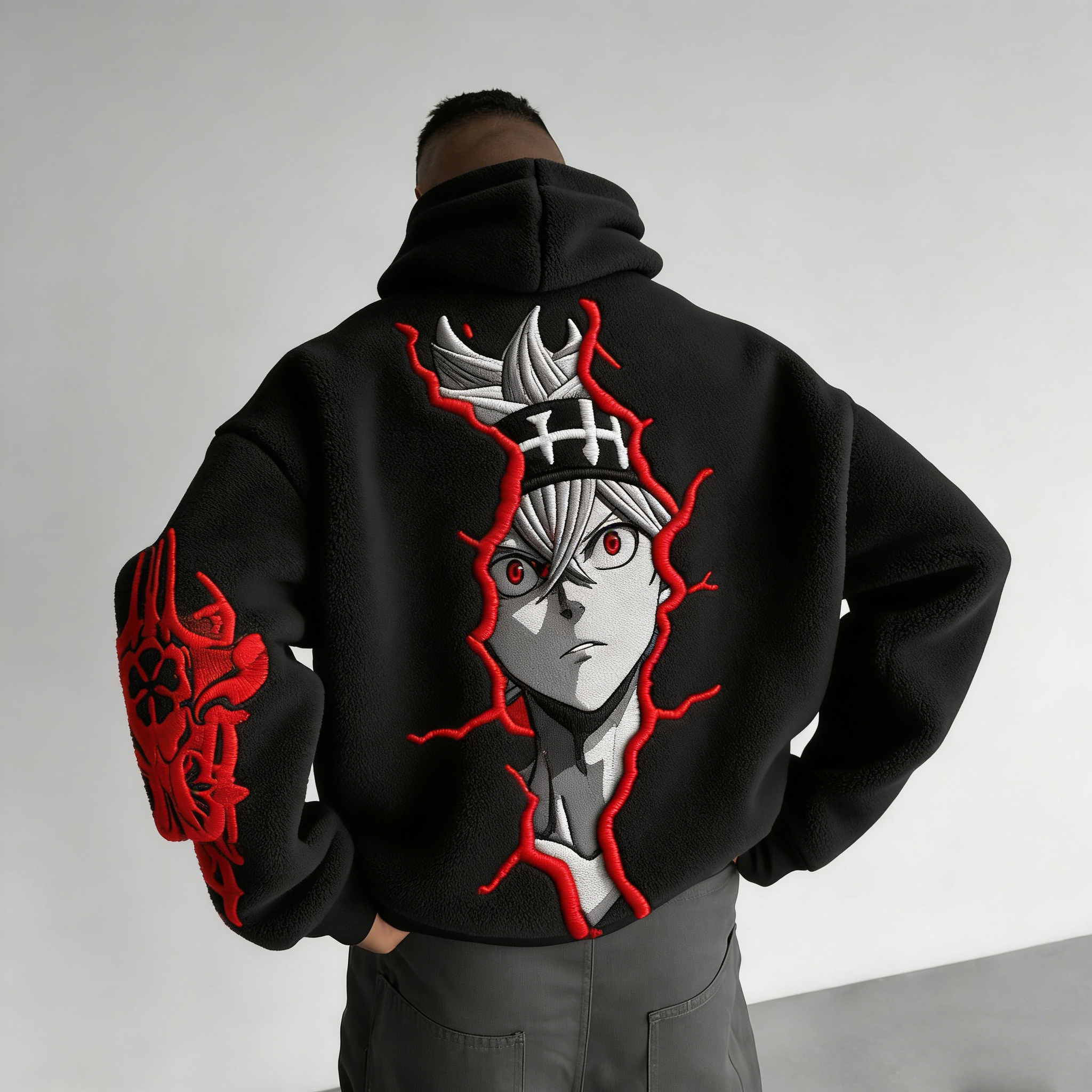 Black Clover Color-blocked Plush Hoodie