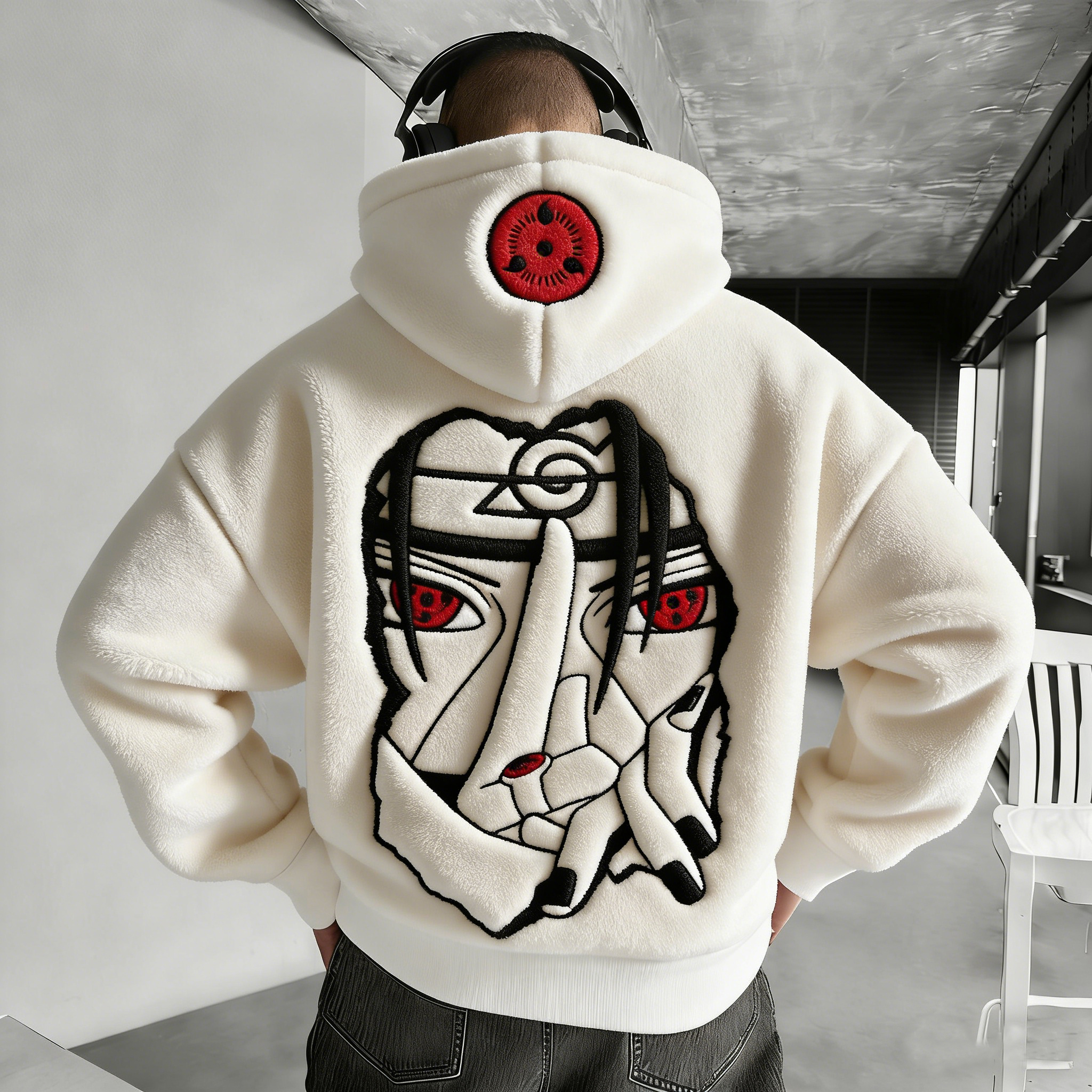 Unisex Naruto Color-blocked Plush Hoodie